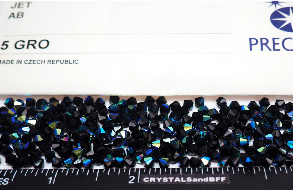 Czech Bicone Crystal Beads Jet black AB Rondelle Diamond 3-4-5-6-8mm