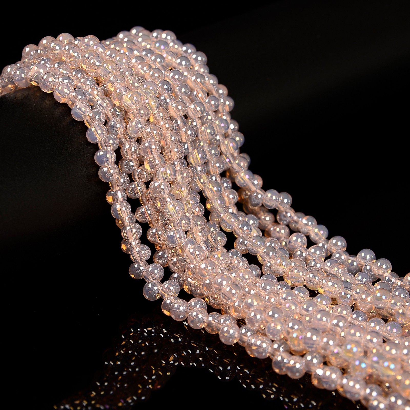 Rose Pink AB Crystal Glass Off Center Drilled Rondelle Beads 4x6mm 15.5” Strand