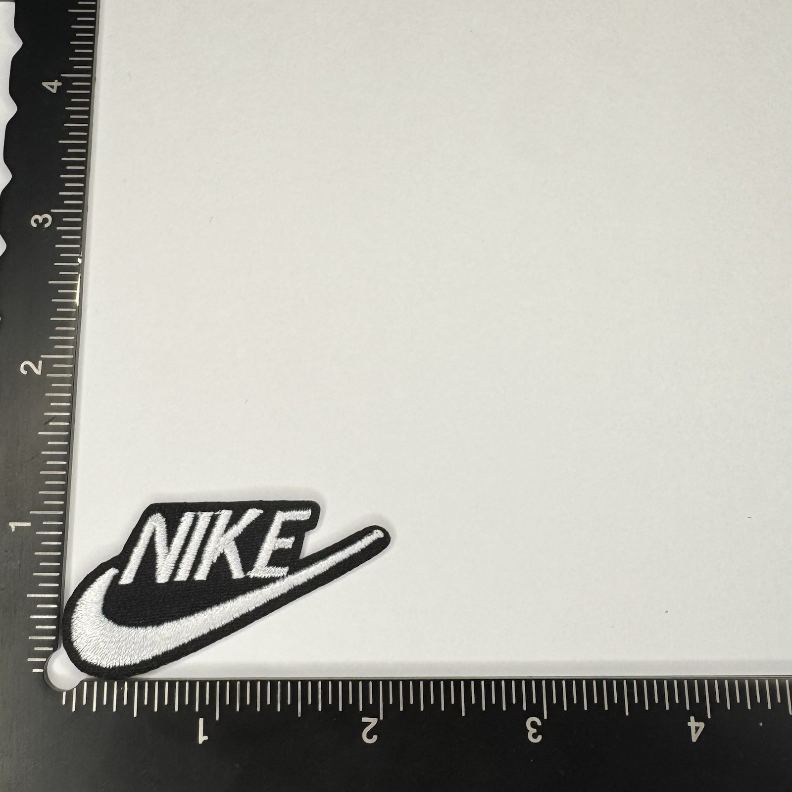 White/Black – Nike Sew/Iron On Embroidered Badge Jeans Bag, Hat
