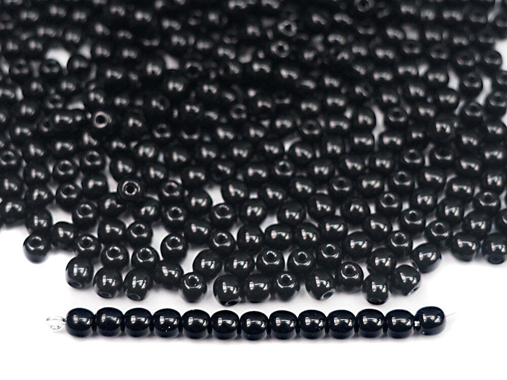 Czech Druk Round Smooth Glass Beads Jet black 3mm 4mm 6mm 8mm 10mm 12mm 14mm