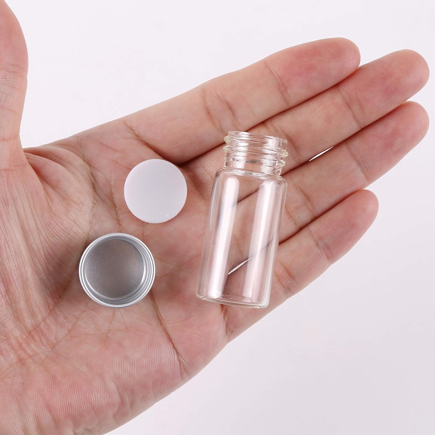Maxmau 100 10Ml Vials Small Mini Tiny Glass Bottles Clear Empty Jars with Alumin