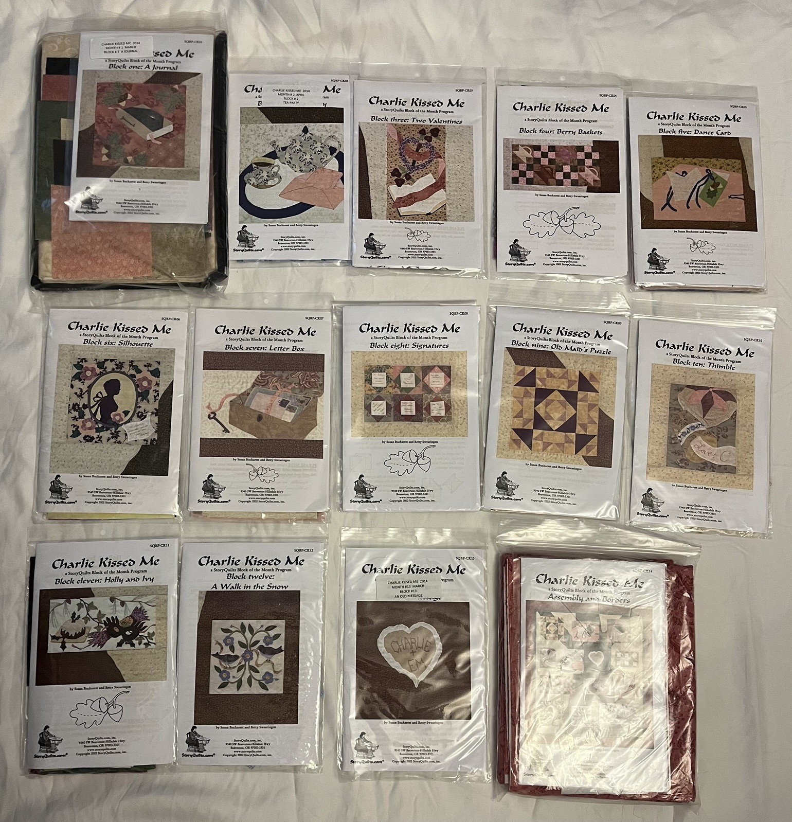 2014 Charlie Kissed Me A StoryQuilts Block Of The Month Prgm (All Blocks 1-14)