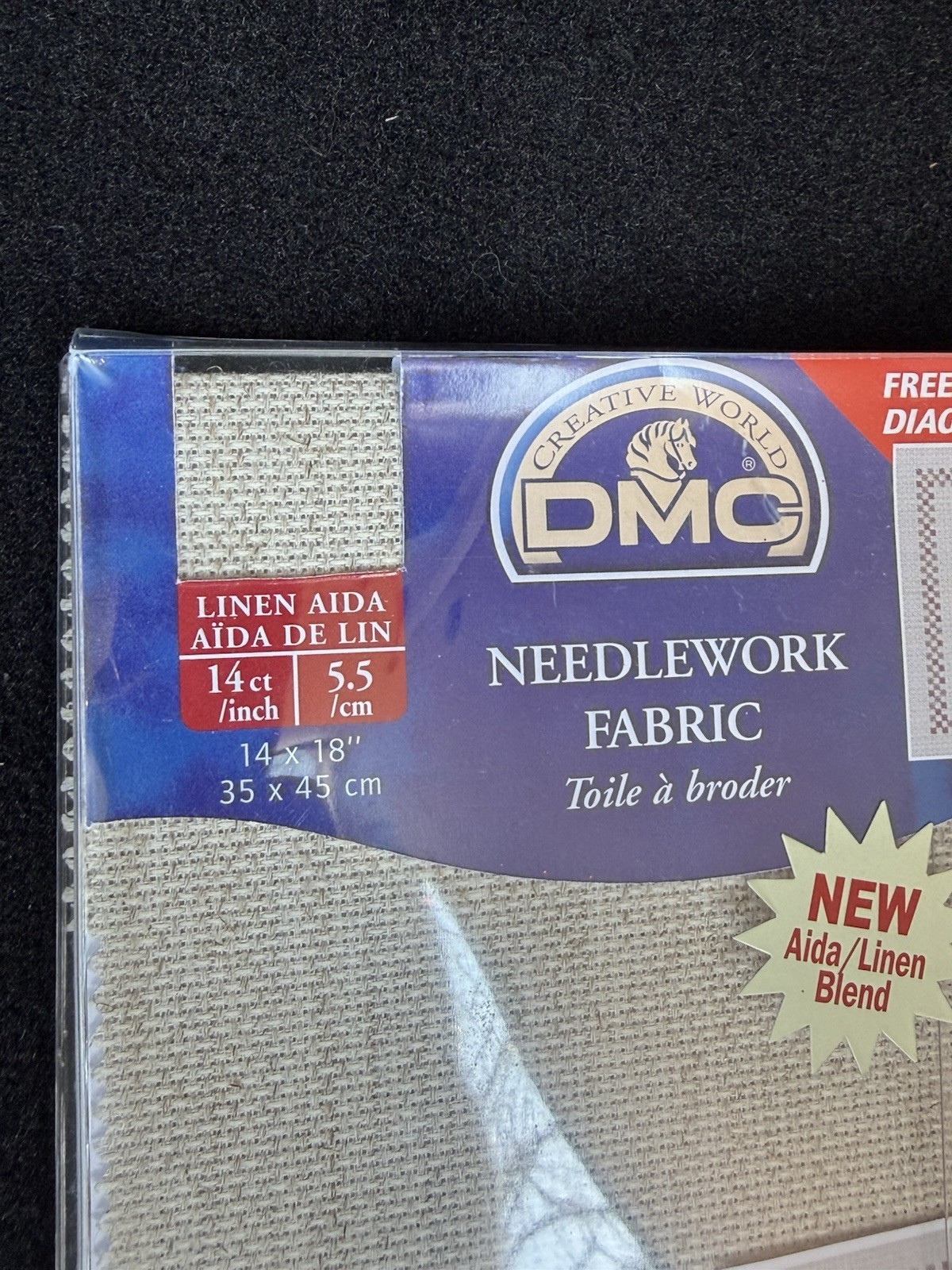 DMC Needlework Fabric AIDA 14ct 14”x18” Large Tan Brown Sparkle Cross Stitch
