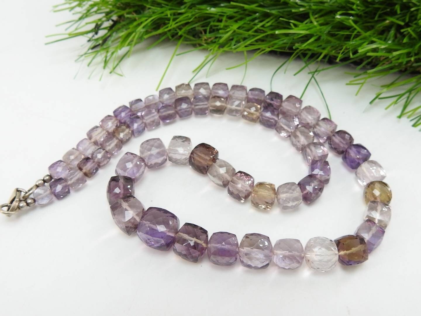 Natural Ametrine Faceted Cube Square Beads 8 Inch Strand 5×5-10x10mm Loose DIY