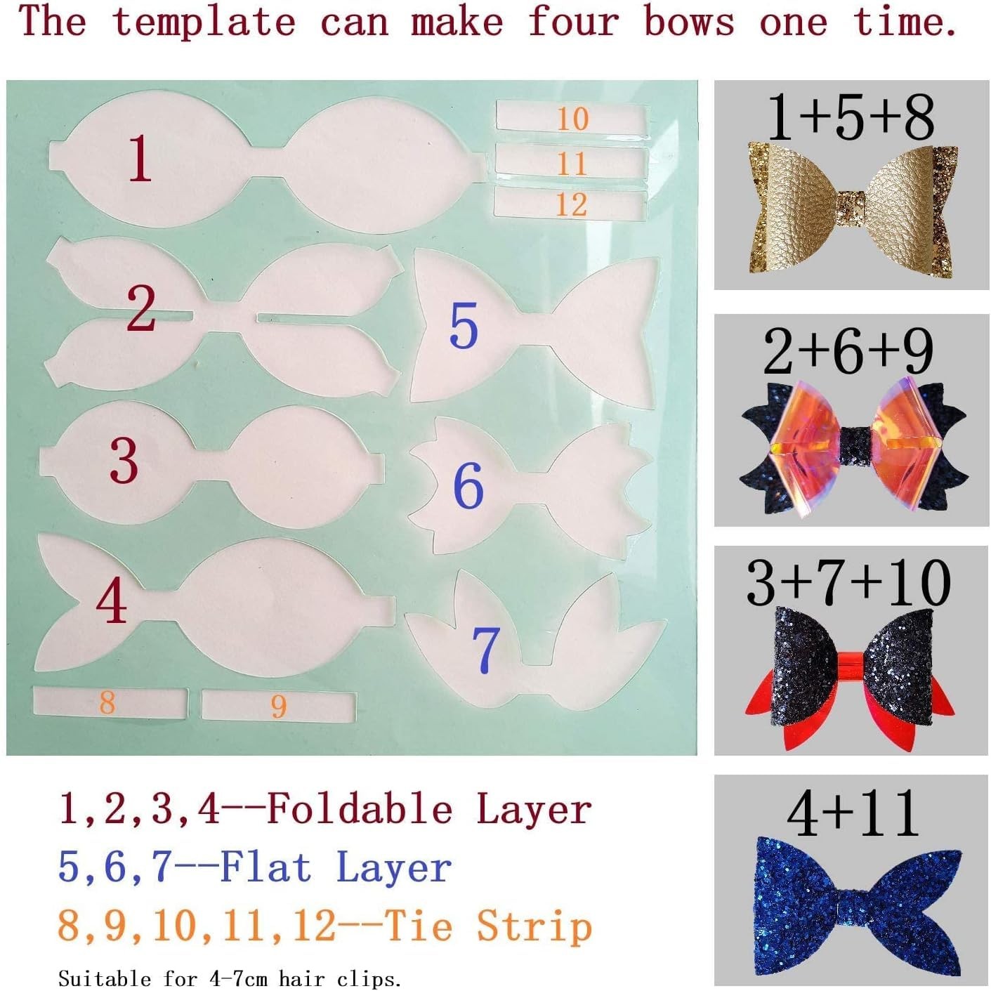 Reusable Faux Leather Bows Making Template,Plastic Cutting Stencil for DIY Ha…