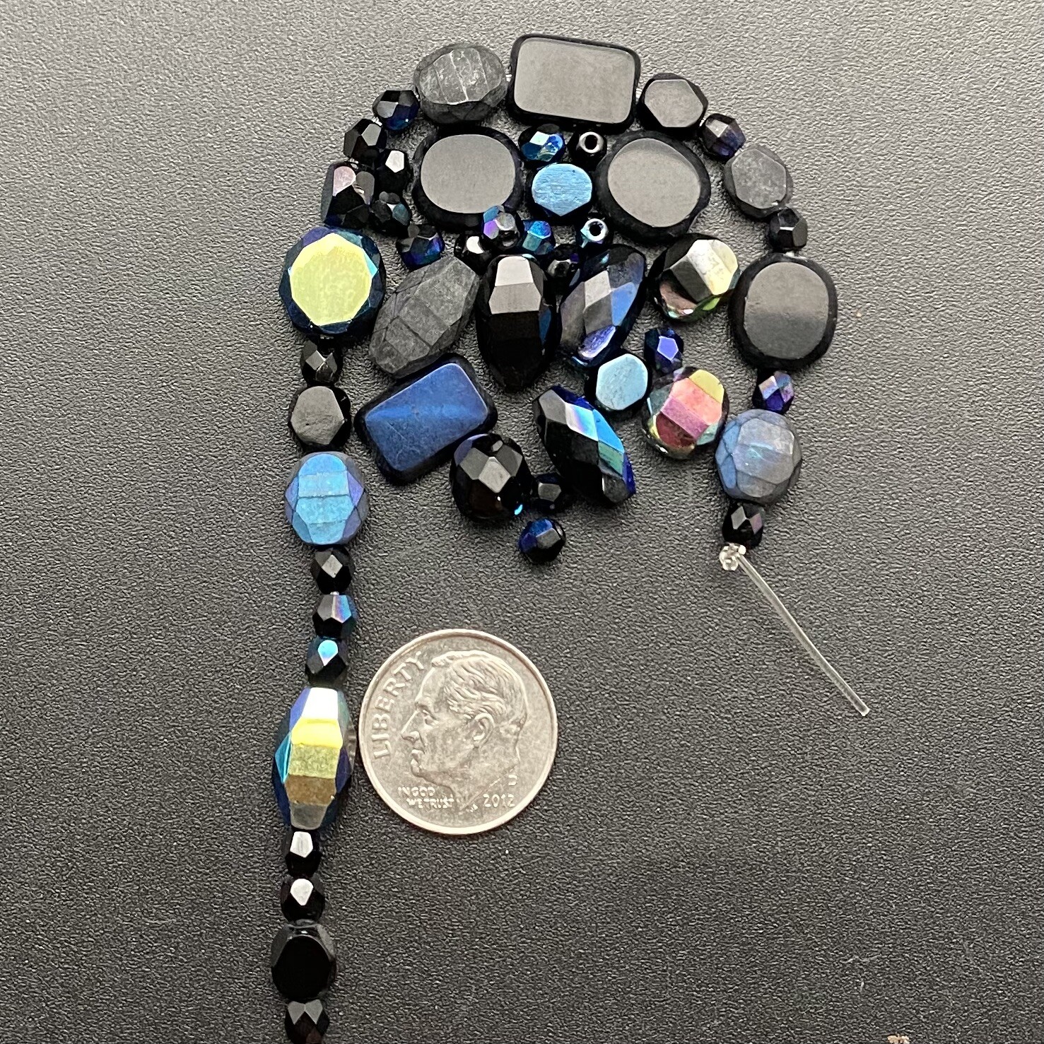 Multi-Shaped Assortment Black With AB Finish Czech Glass Beads (BLKCG58)