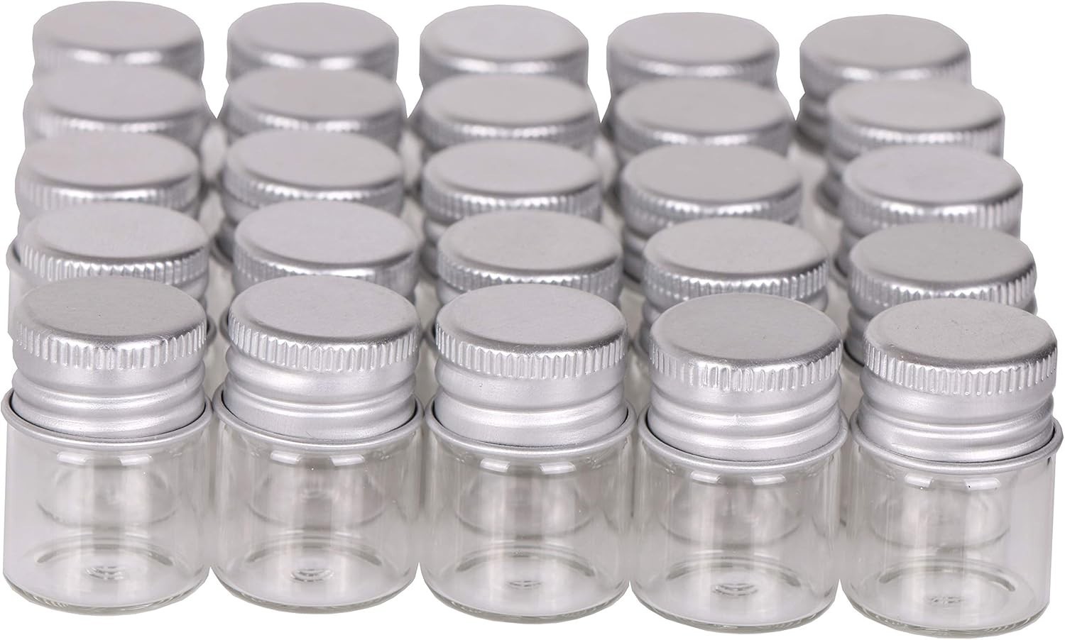 Mini Glass Bottles with Screw Caps 5ml 24 Sets Aluminum Top Metal Lids 5 Mill…