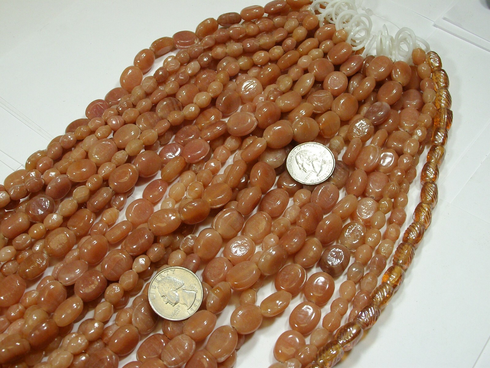 2 Pounds India Handmade Peach Color Assorted Shapes and Sizes Glass Beads (LX-3)