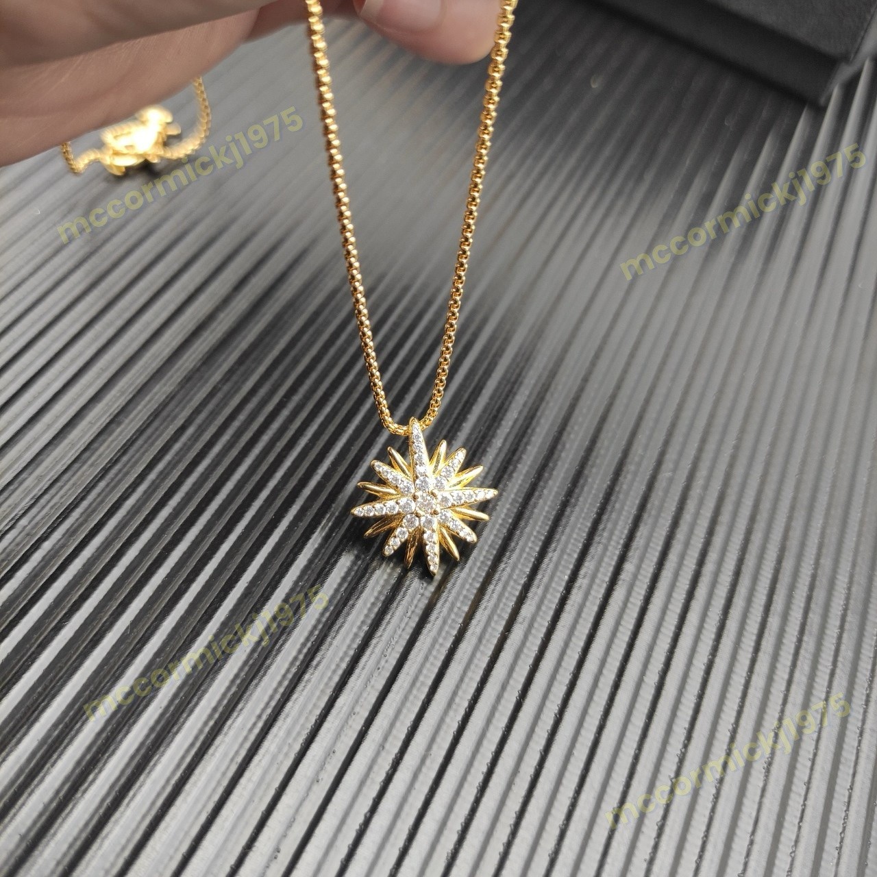 New.DavldYurman.Starburst.Diamond Sterling GOLD Women pendant necklace