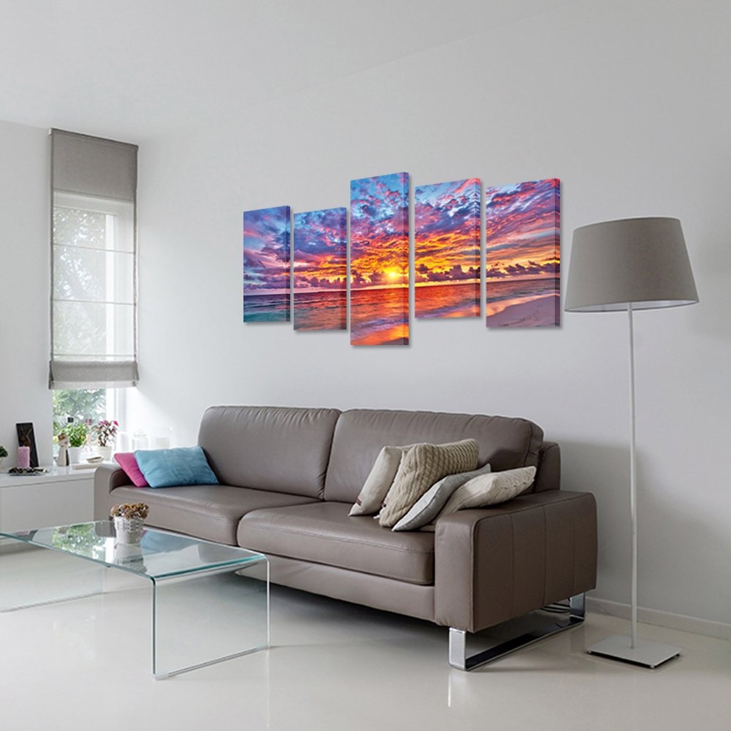 KREATIVE ARTS – 5 Pieces Modern Canvas Painting Wall Art Colorful Sunset Over…