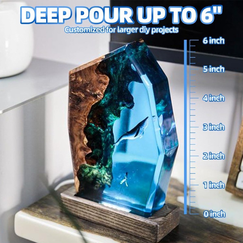 Deep Pour Epoxy Resin 1.5 Gallon [New VRESION], Up to 6″ Pour Depths