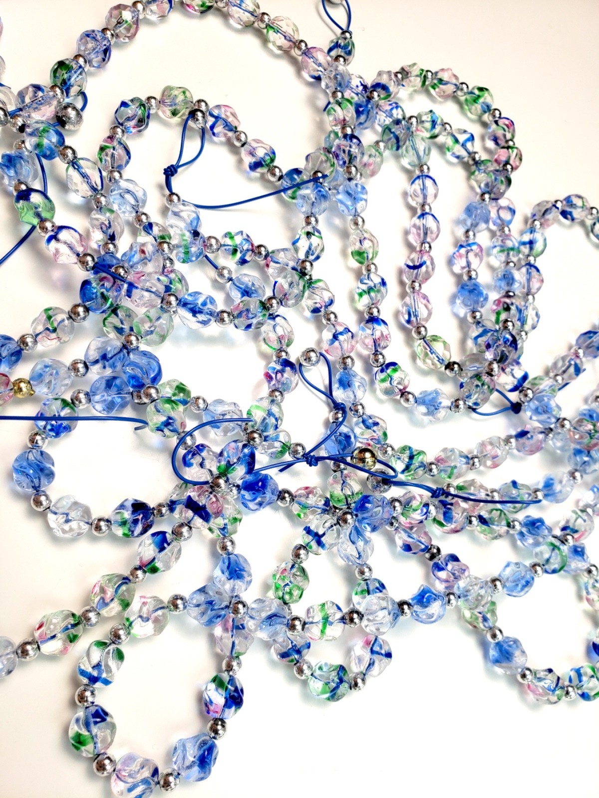 ‘Water Lily’ glass beads, actual beads shown, 15″ strands x6, for jewelry, craft
