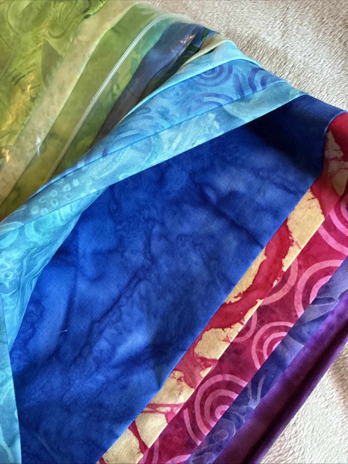 Quilt Kit 54” x 68” – Colorful Batik Cotton Fabrics + Pattern + Binding