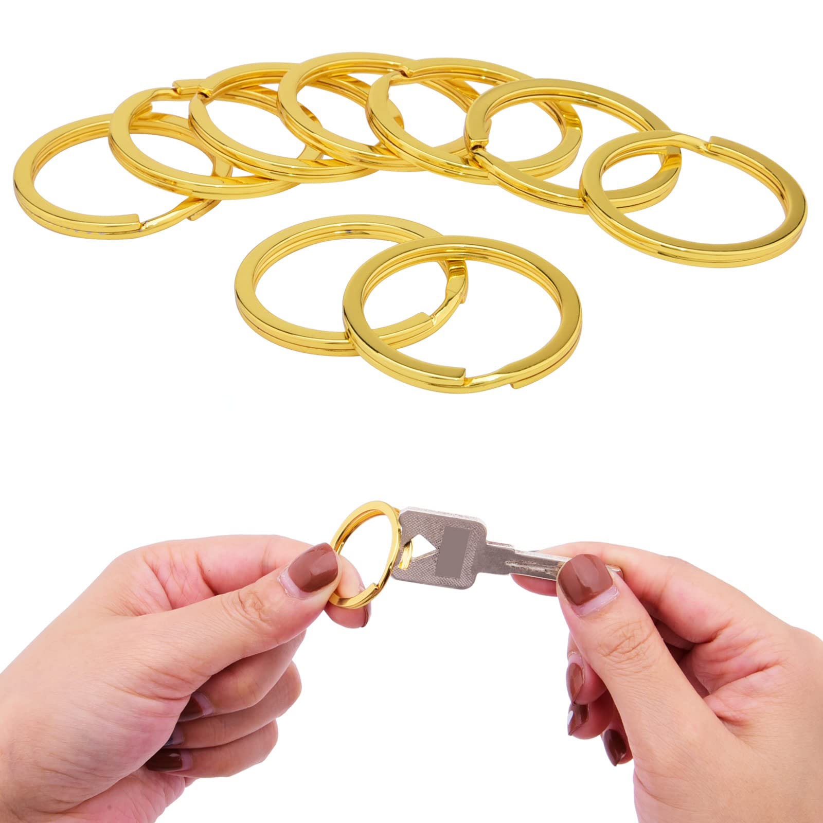 Solid Brass Flat Keyring 15/20/25/30/32/35mm Split Key Rings Hoop Loop Keychain