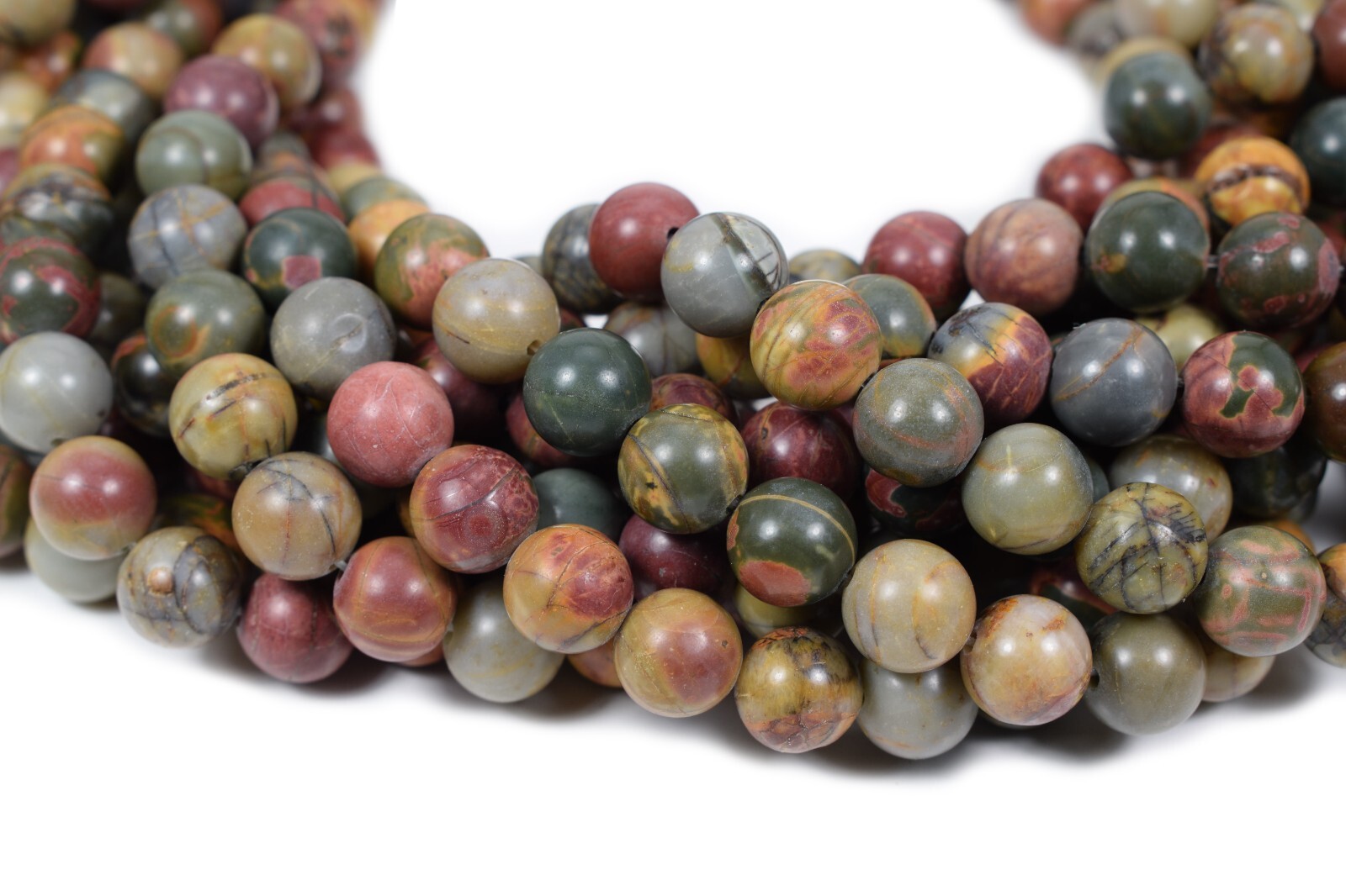 Natural Picasso Jasper Beads Round 15 inch Strand Gemstone 4mm 6mm 8mm 10mm 12mm