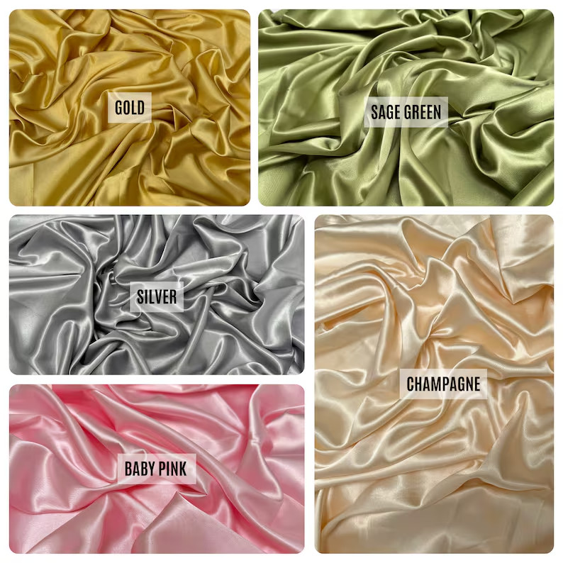 Pastel Colors Stretch Charmeuse Satin Fabric for Wedding Dress by the Yard