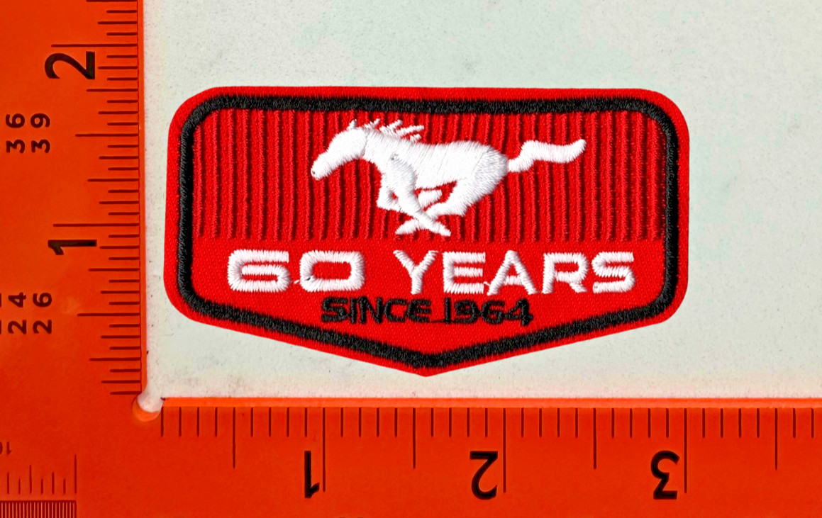 Ford Mustang 60 Years Anniversary Patch – 1964-2024 Iconic Pony – Iron-On Badge