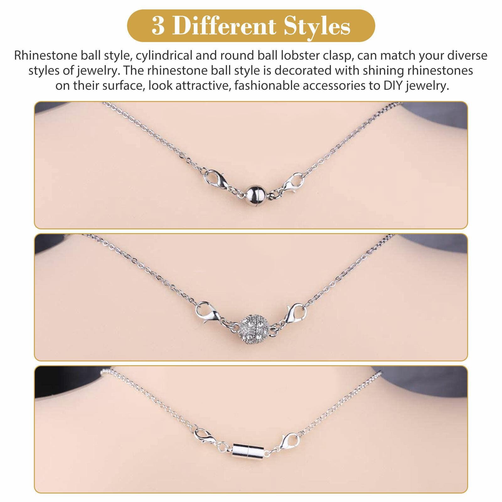 24Pcs Metal Strong Magnetic Clasps Connectors For Jewelry Necklace Making A