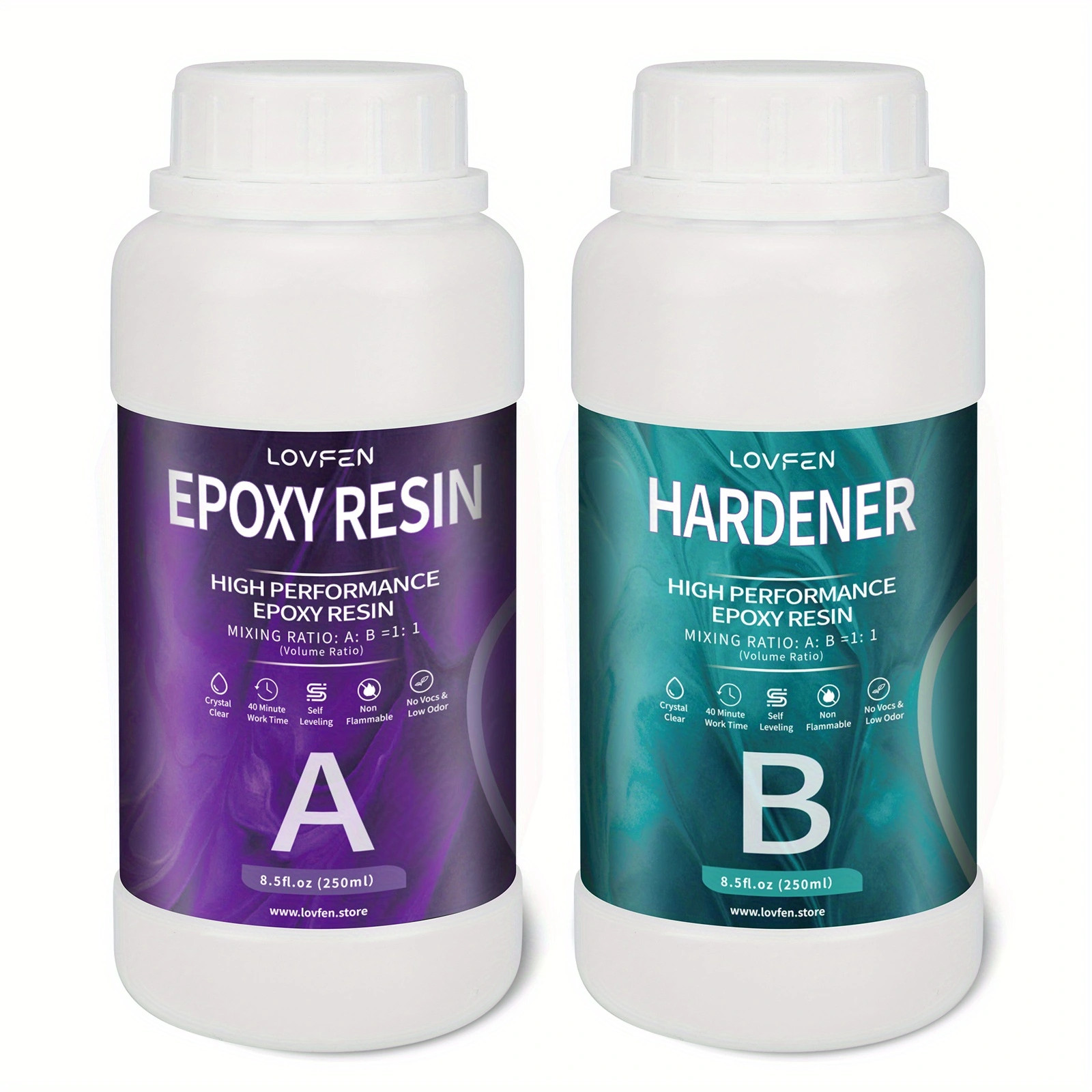 LOVFEN 16.9oz/33.8oz/67.6oz/1Gall/2Gall Epoxy Resin Kit 1:1 Crystal Clear Epoxy