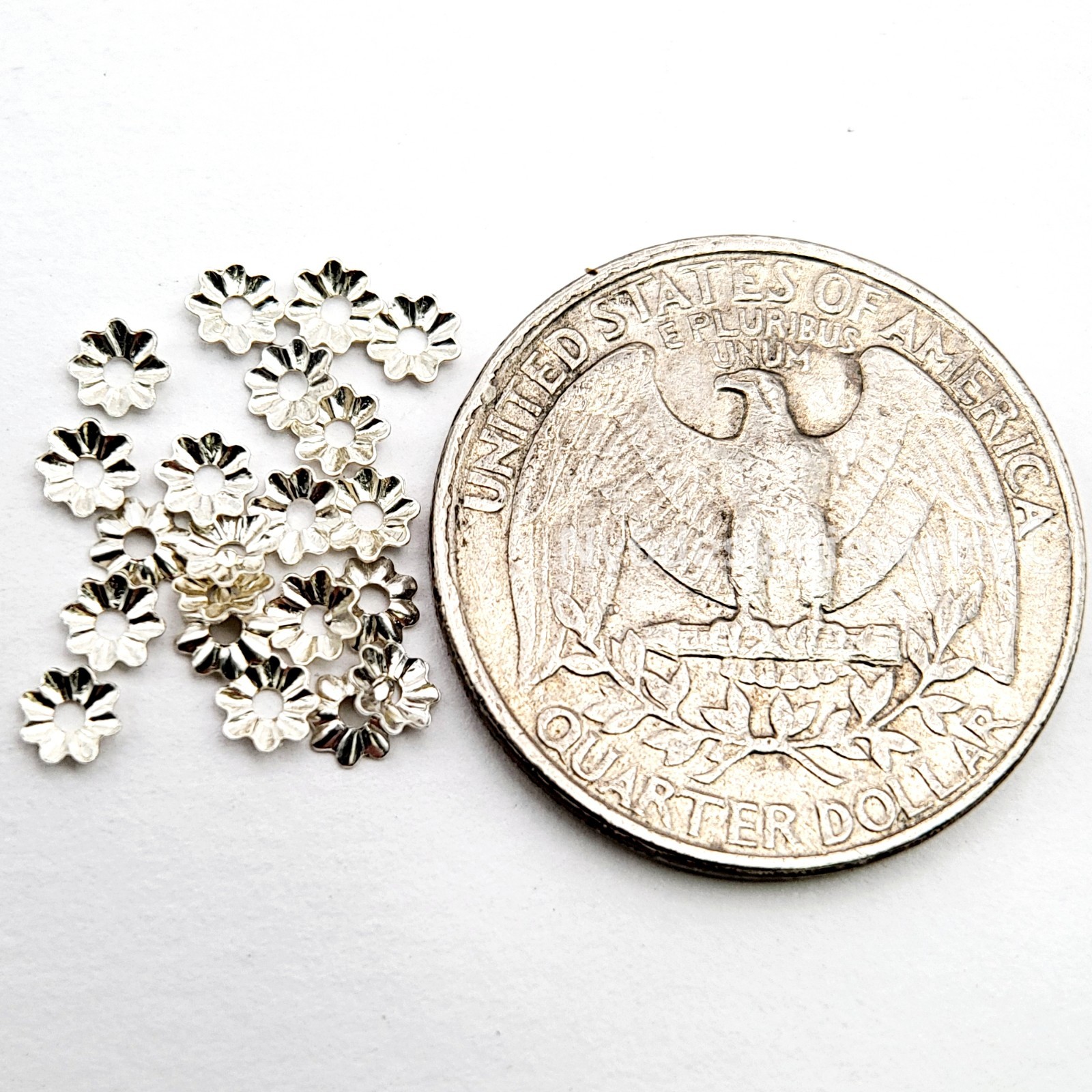 Sterling Silver Flower Bead Caps 3.8mm – 1.0mm Hole .925 Silver Spacer Caps