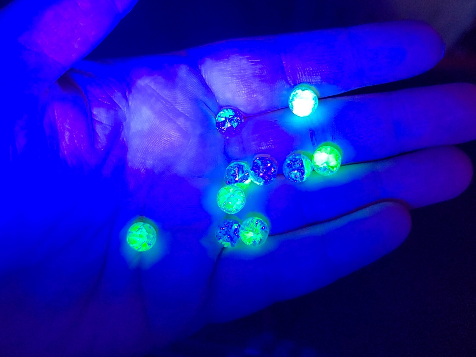 Pink Crackle Uranium Glass Beads 8mm Czech 10pcs