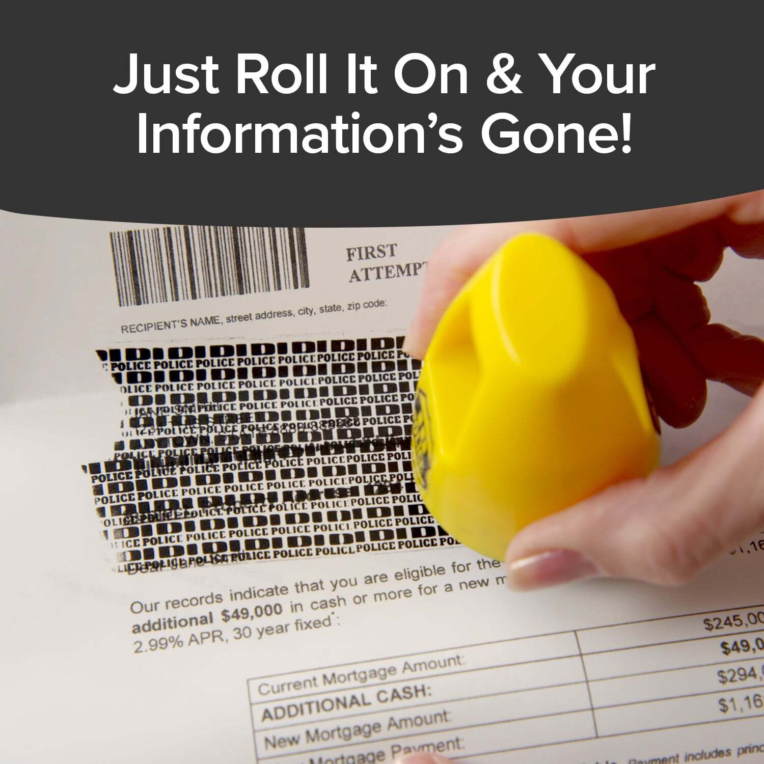 ID Police Identity Protection Roller Stamp by BulbHead – Helps Stop ID Theft