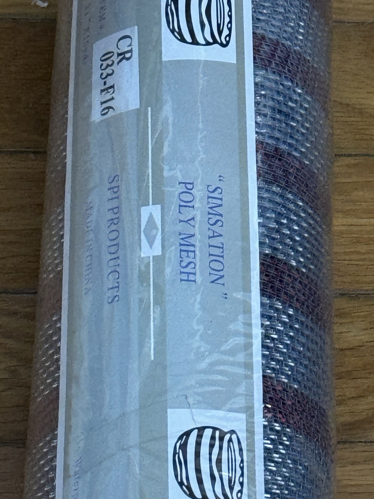 Simsation Metallic Silver & Red Stripe Waterproof Poly Mesh 21×30 NEW!