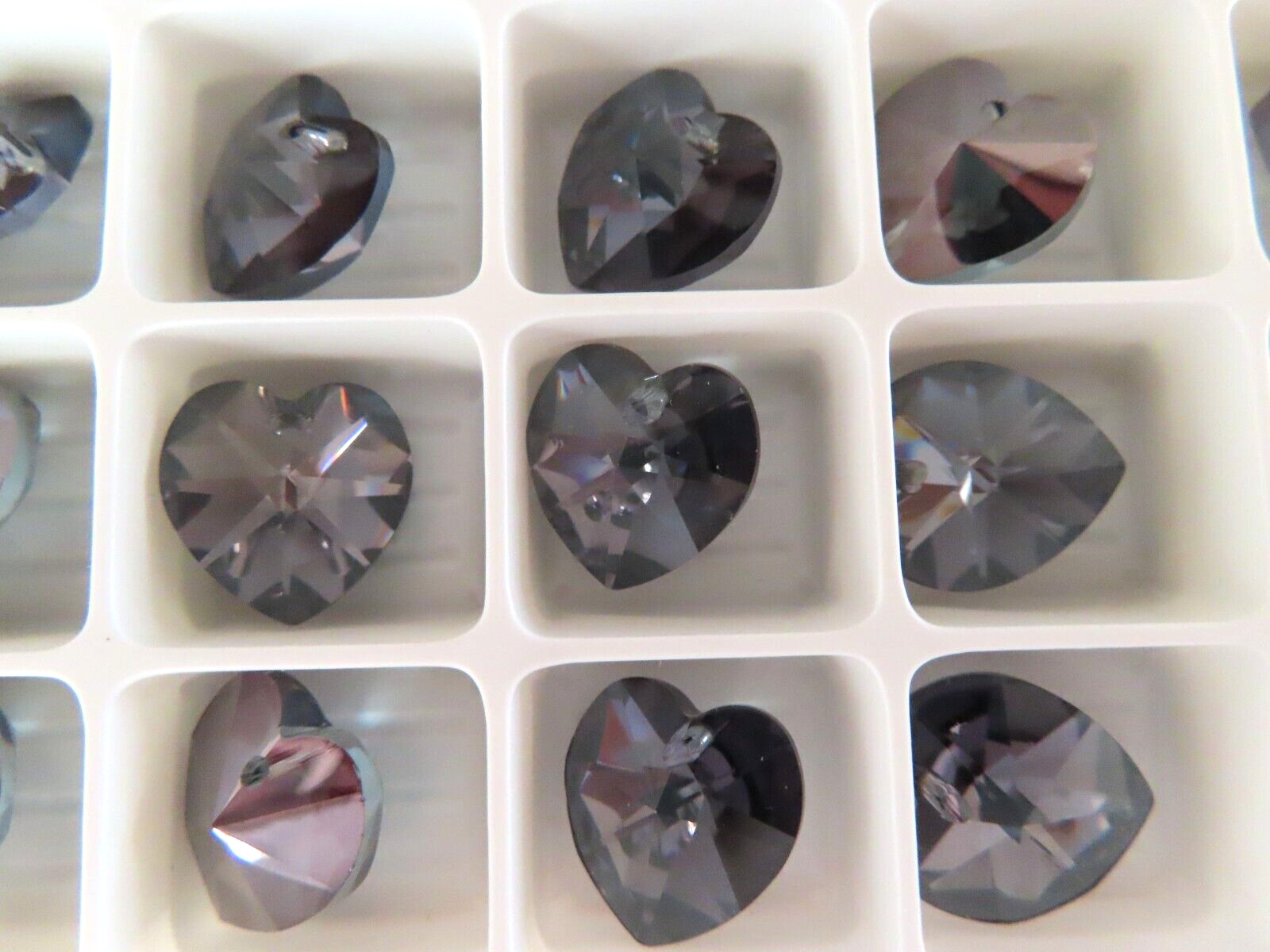 6 Preciosa Machine Cut Heart Pendants 14mm Crystal Valentinit.