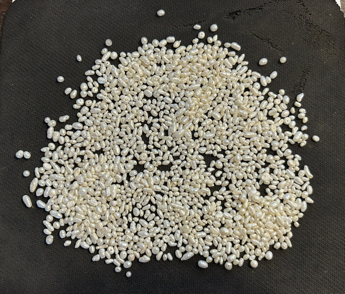 250+ VINTAGE GENUINE FRESHWATER NATURAL PEARL RICE BAROQUE BEADS FREE SHIPPING
