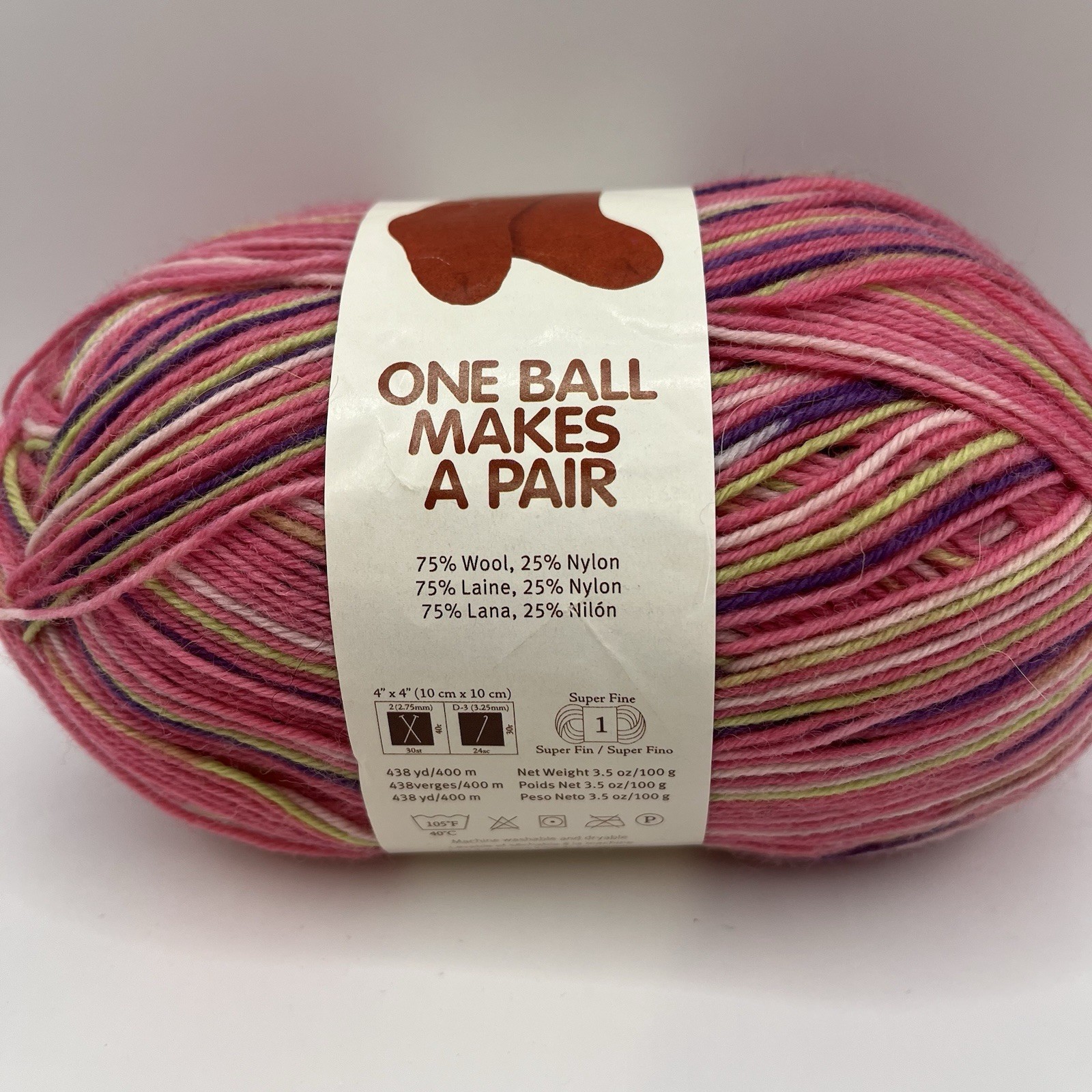 Lion Brand Sock-Ease Yarn Super Fine Cotton Candy 75% Wool Blend Skein 438 Yards