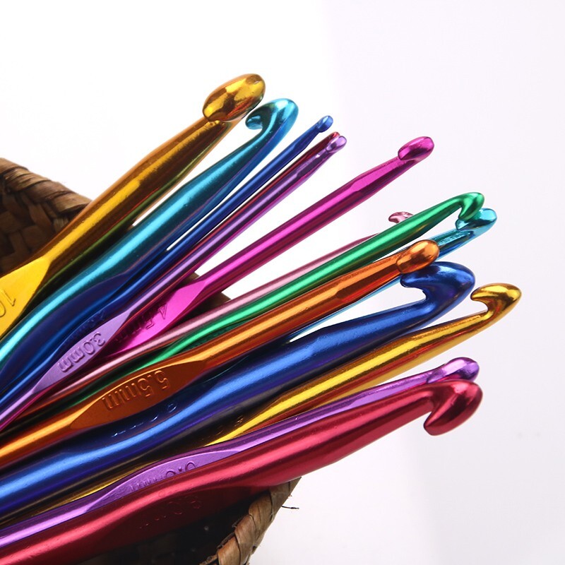 22pcs Colorful Aluminum Crochet Hook Needles Knit Weave Craft Tool 0.6mm-6.5mm