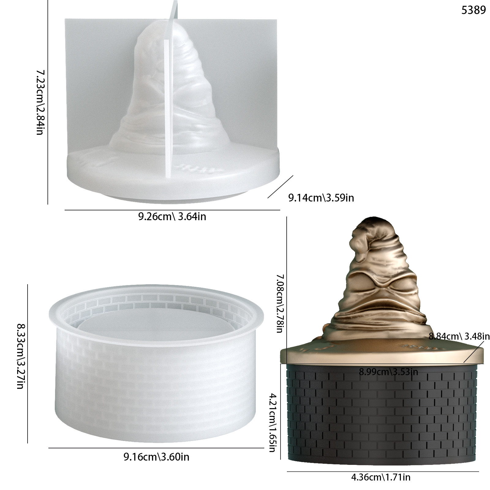 2 PCS Silicone Epoxy Resin Mold Wizard Hat Storage Box Candle Holder DIY Kit