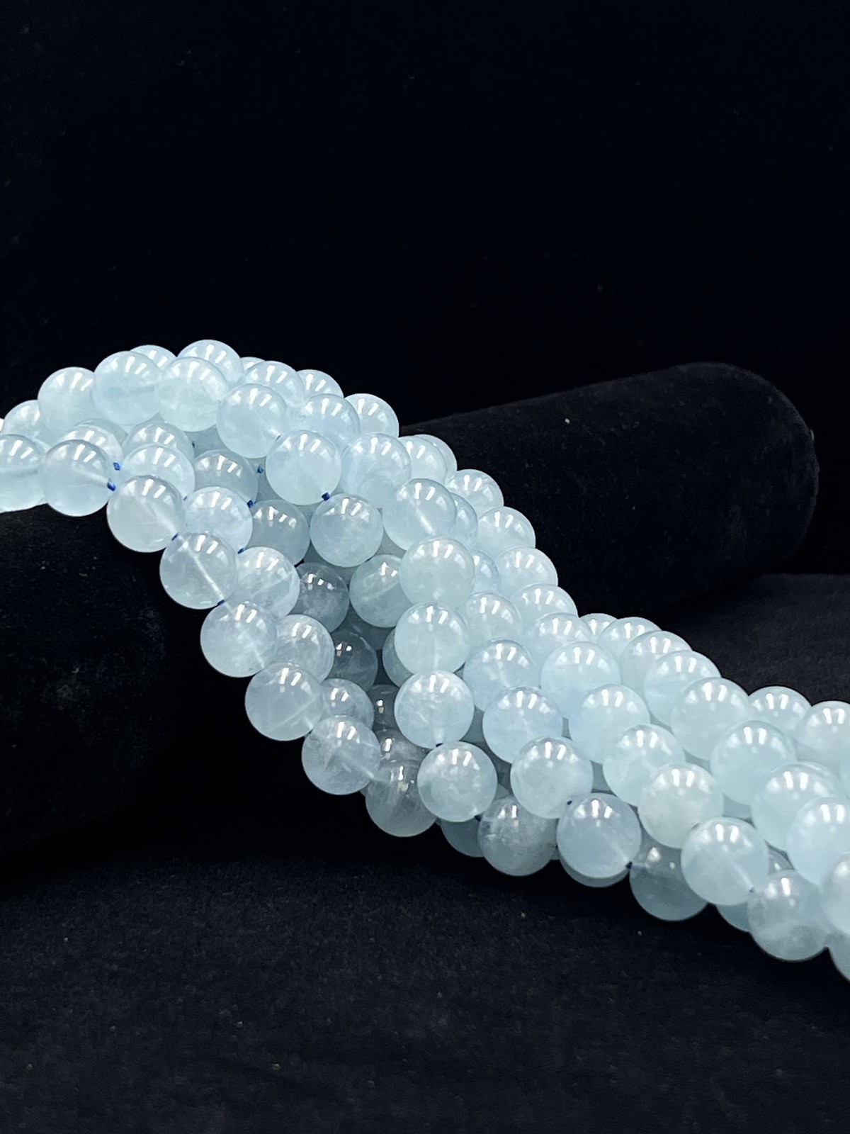High Quality Translucent Aquamarine Smooth Round Beads 7mm 8mm 12mm 15.5″ Strand