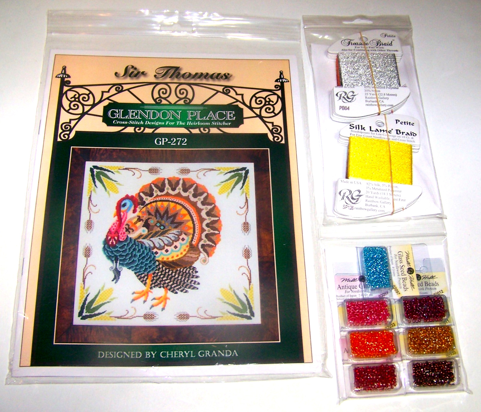 Glendon Place SIR THOMAS TURKEY Counted X-Stitch Chart GP-272 w BEADS & THREAD