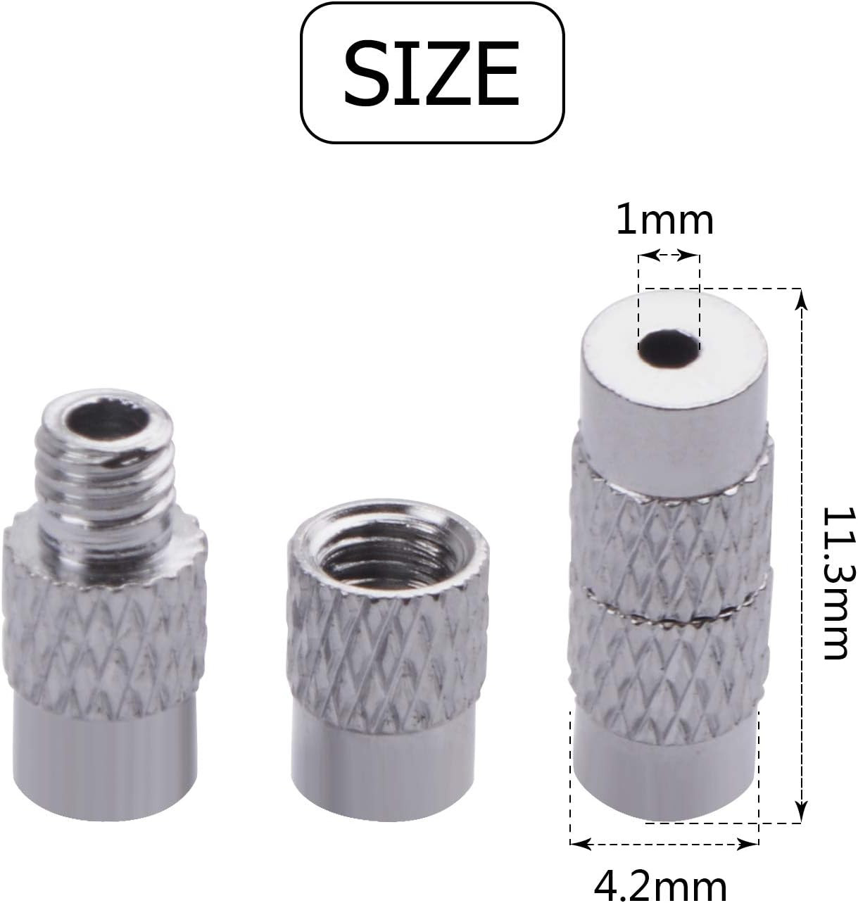 50Pcs Silver Brass Barrel Screw Clasps Cord End Caps for Jewelry Making