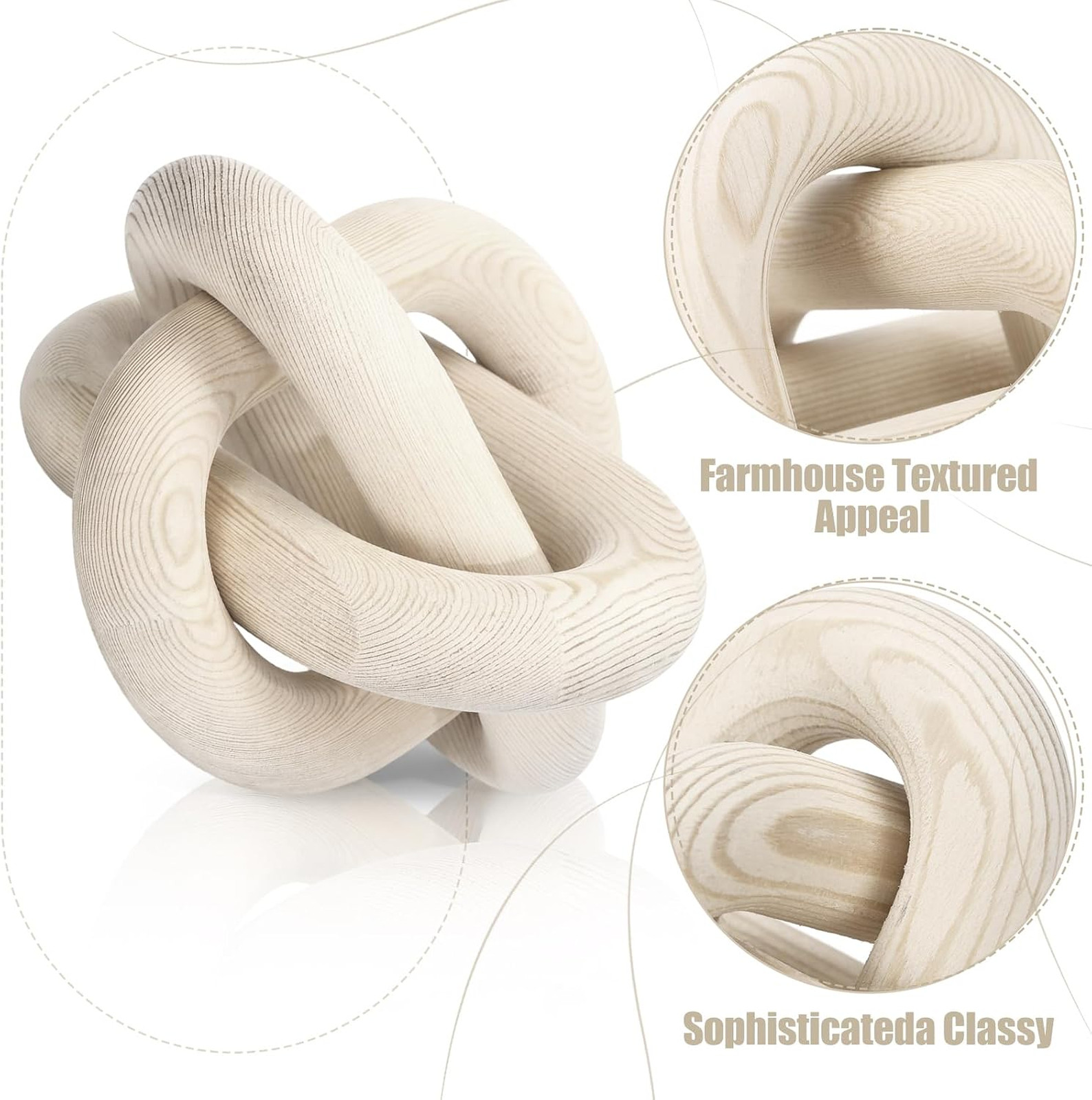 Wood Knot Decor Set of 3, Rustic Farmhouse Accent, Natural Wood, 3 Sizes, Boho
