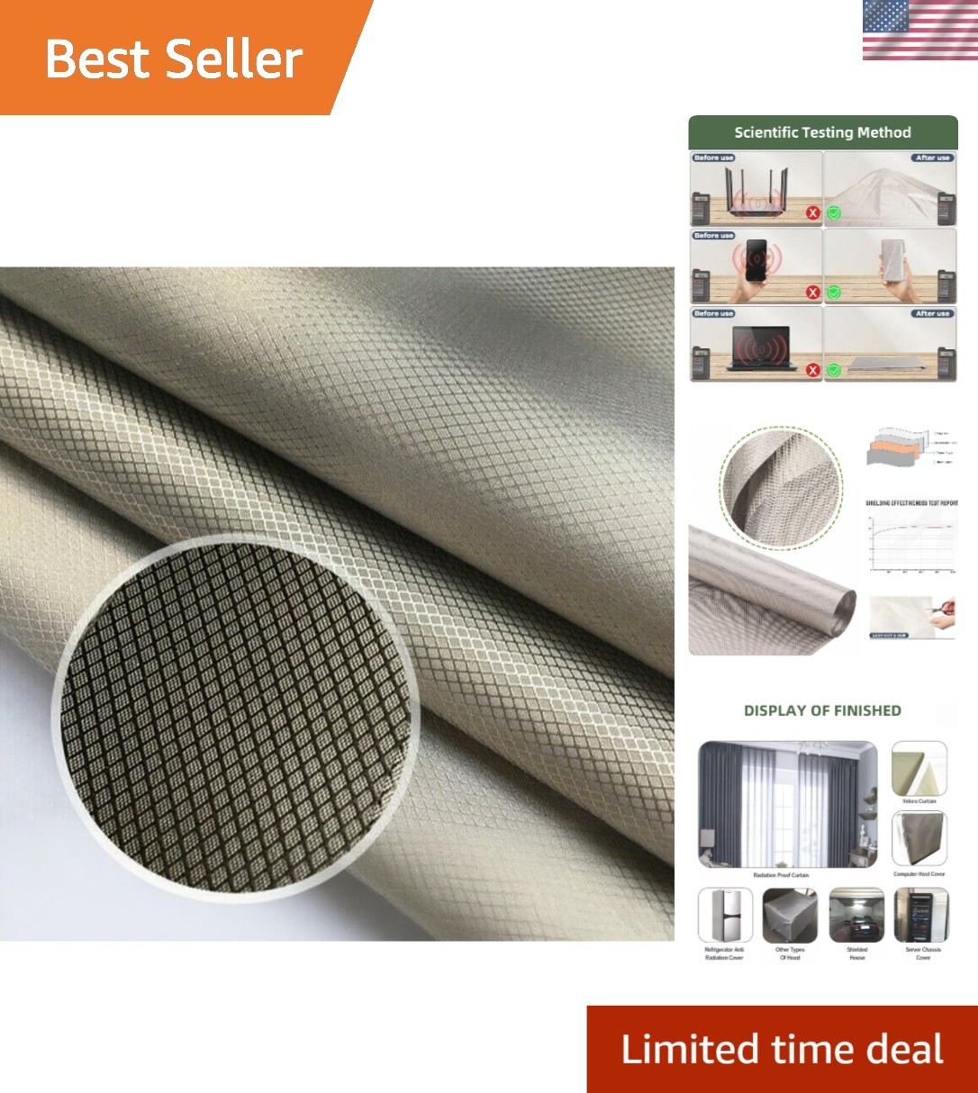 Versatile 39″x43″ Copper-Nickel Faraday Fabric for Signal Reduction & Crafting