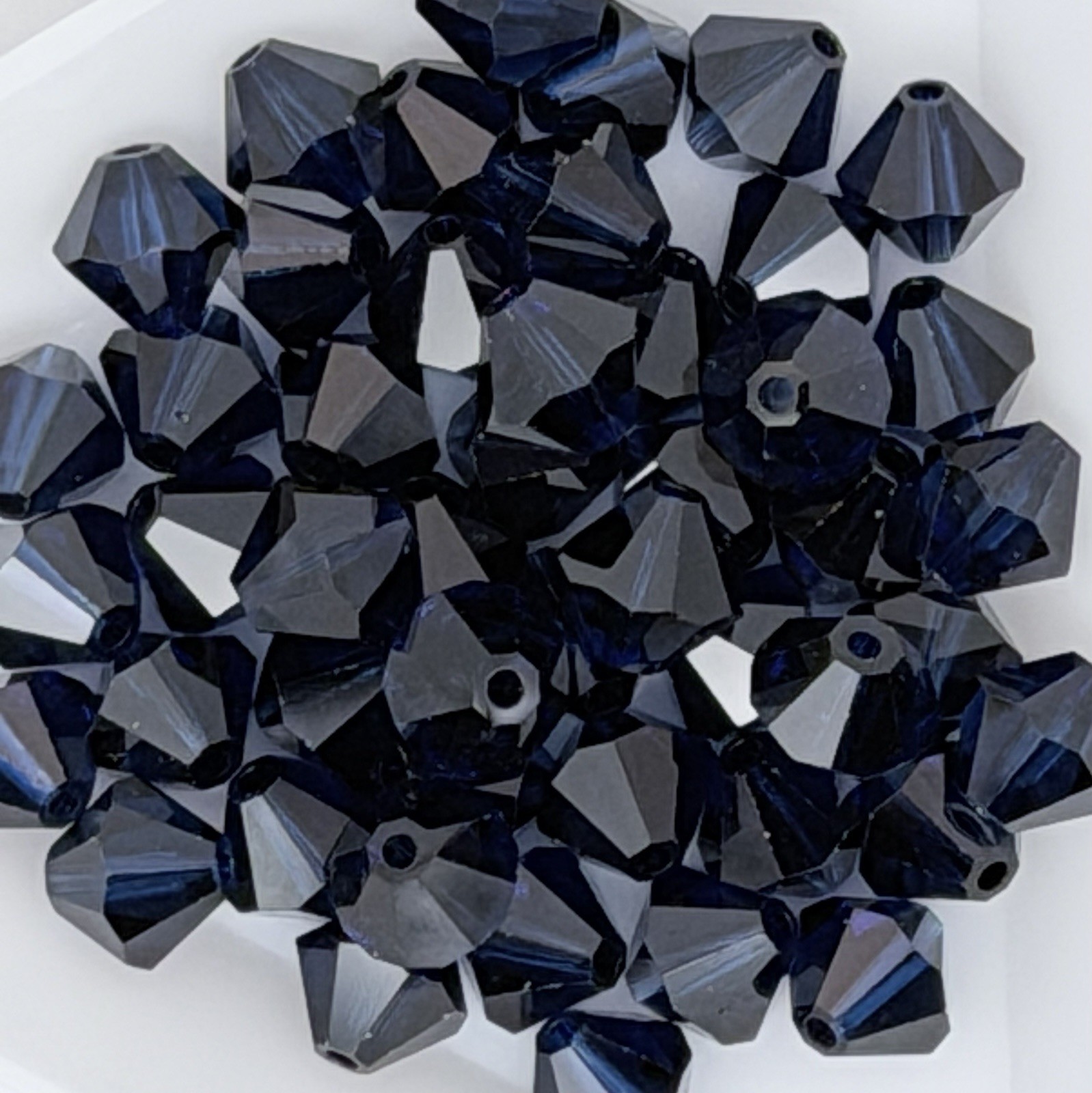 Lot Of 48 Swarovski 6mm Bicone Faceted Crystal Beads Dark Sapphire Blue Beading