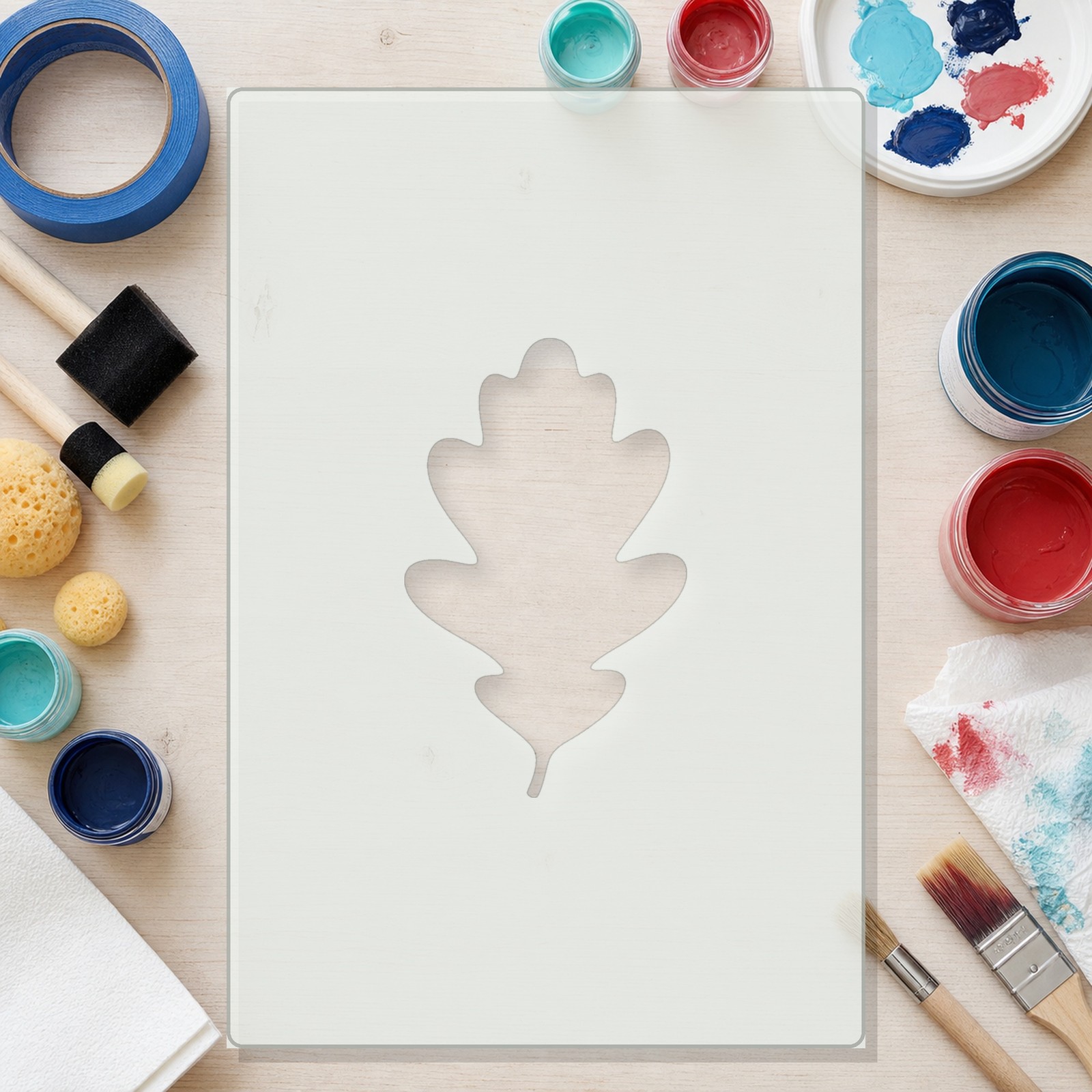 Oak Leaf Large Reusable Mylar Stencil, 10 mil Plastic Paint Stencil for Crafts