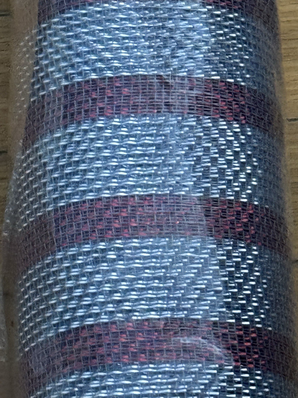 Simsation Metallic Silver & Red Stripe Waterproof Poly Mesh 21×30 NEW!