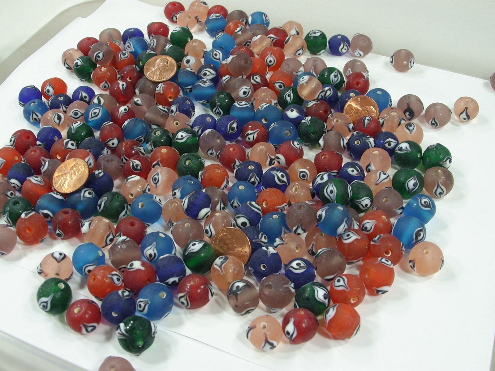 2 Pounds Assorted Colors India Handmade Evil Eye Glass Beads Bulk Lot (TAN-7)⭐