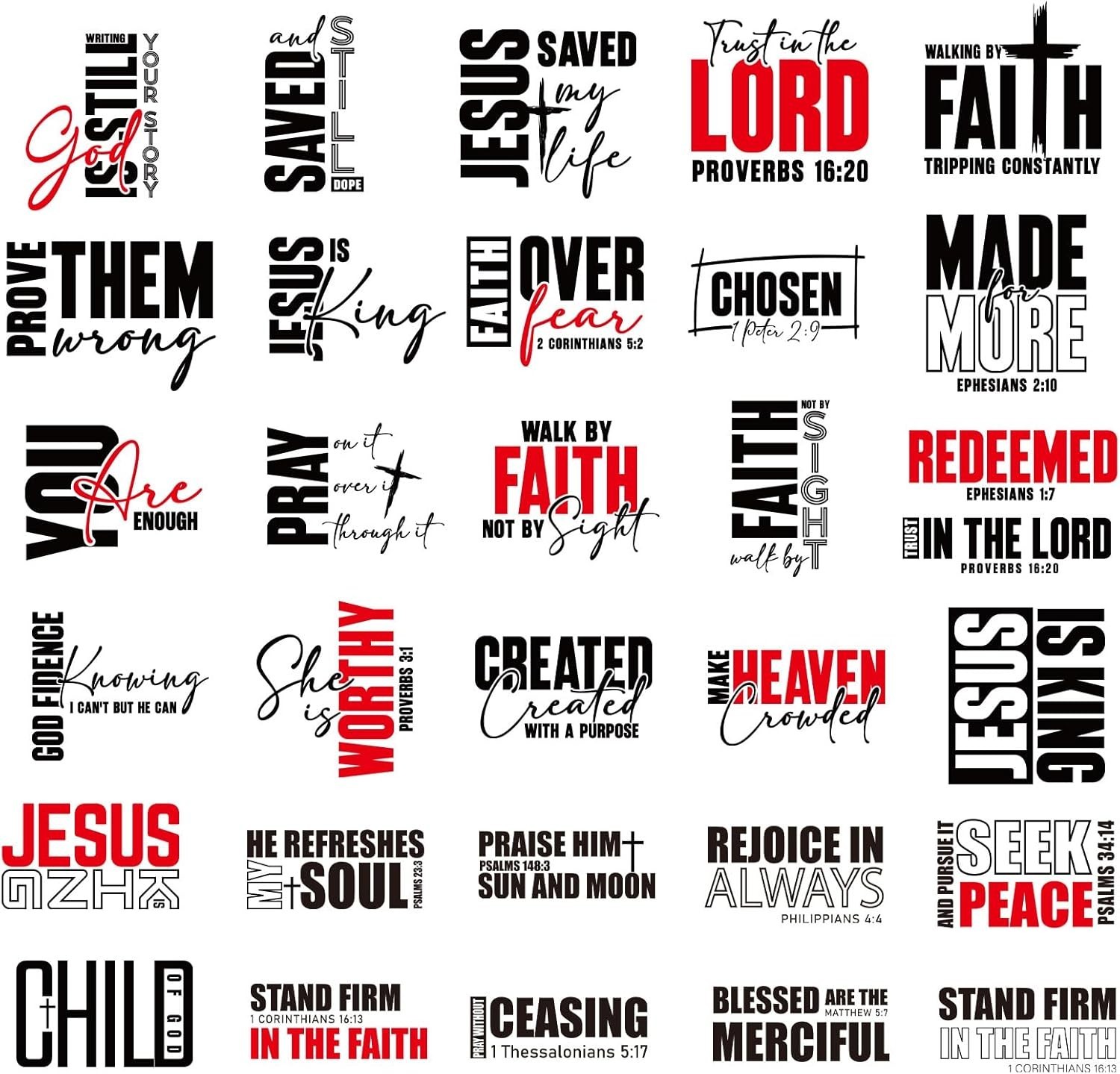 DIY Christian Bible Verse Transfers – 30 Pcs Iron-On Patches for Creative Crafts