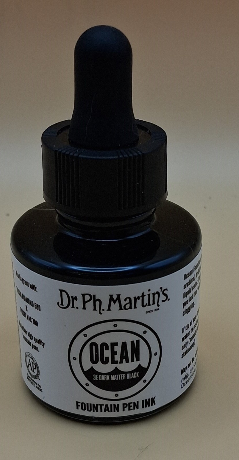 Dr. Ph. Martin’s OCEAN 3E Dark Matter Black Fountain Pen Ink – 1 oz Bottle