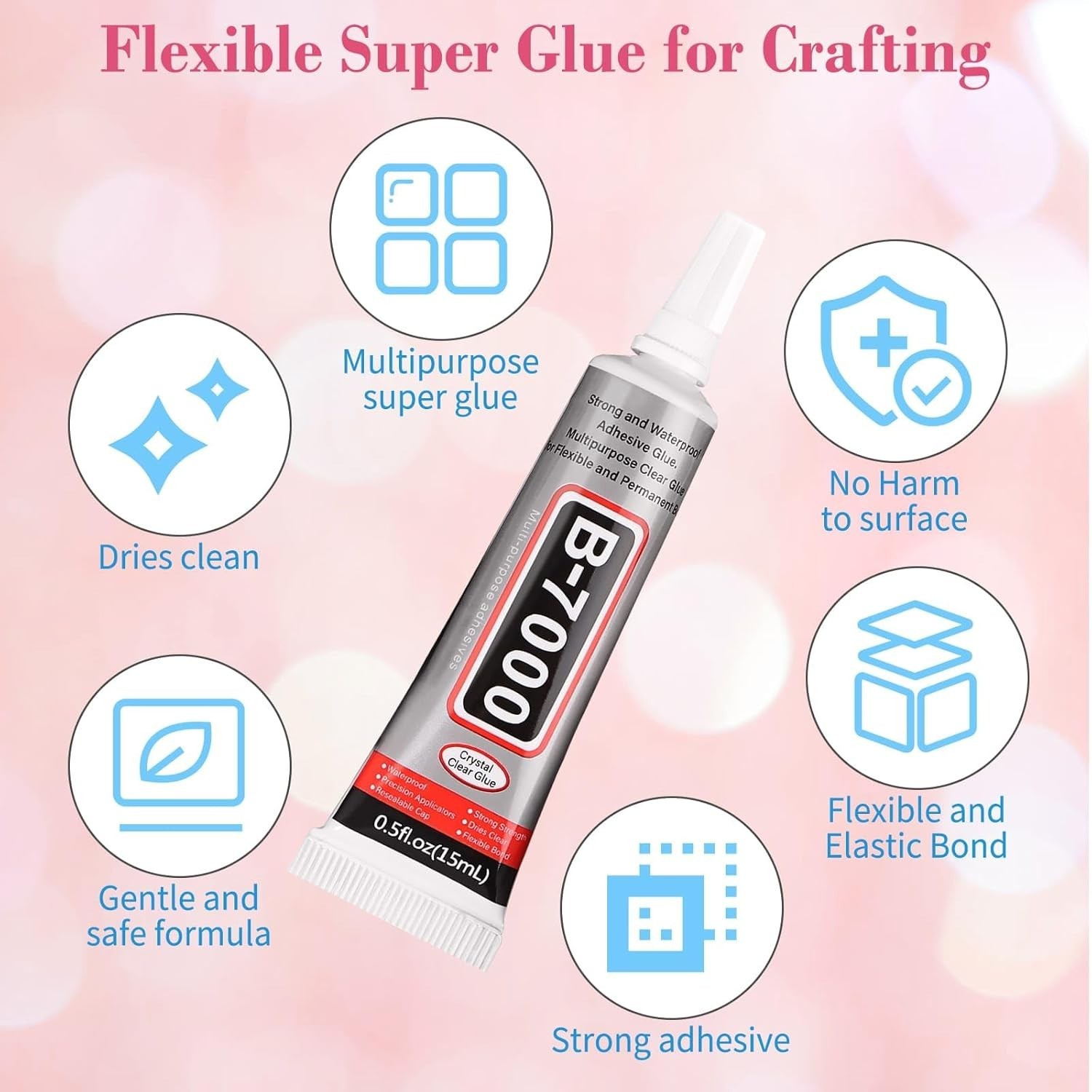 B7000 Jewelry Glue for Rhinestones,10Pack Flexible Super Glue Gel with Precis…