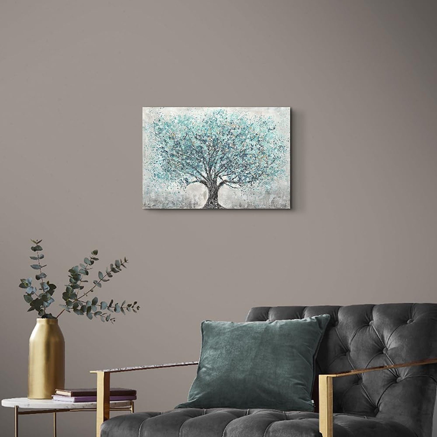Abstract Tree Canvas Wall Art: Tree Landscape Picture Blue Painting Nature Ar…