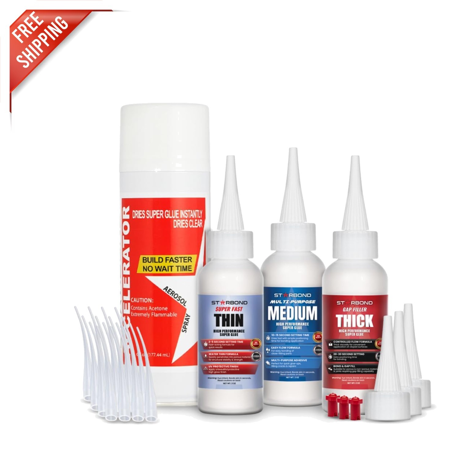 Complete Cyanoacrylate Super Glue Bundle with Accelerator for Precision Projects