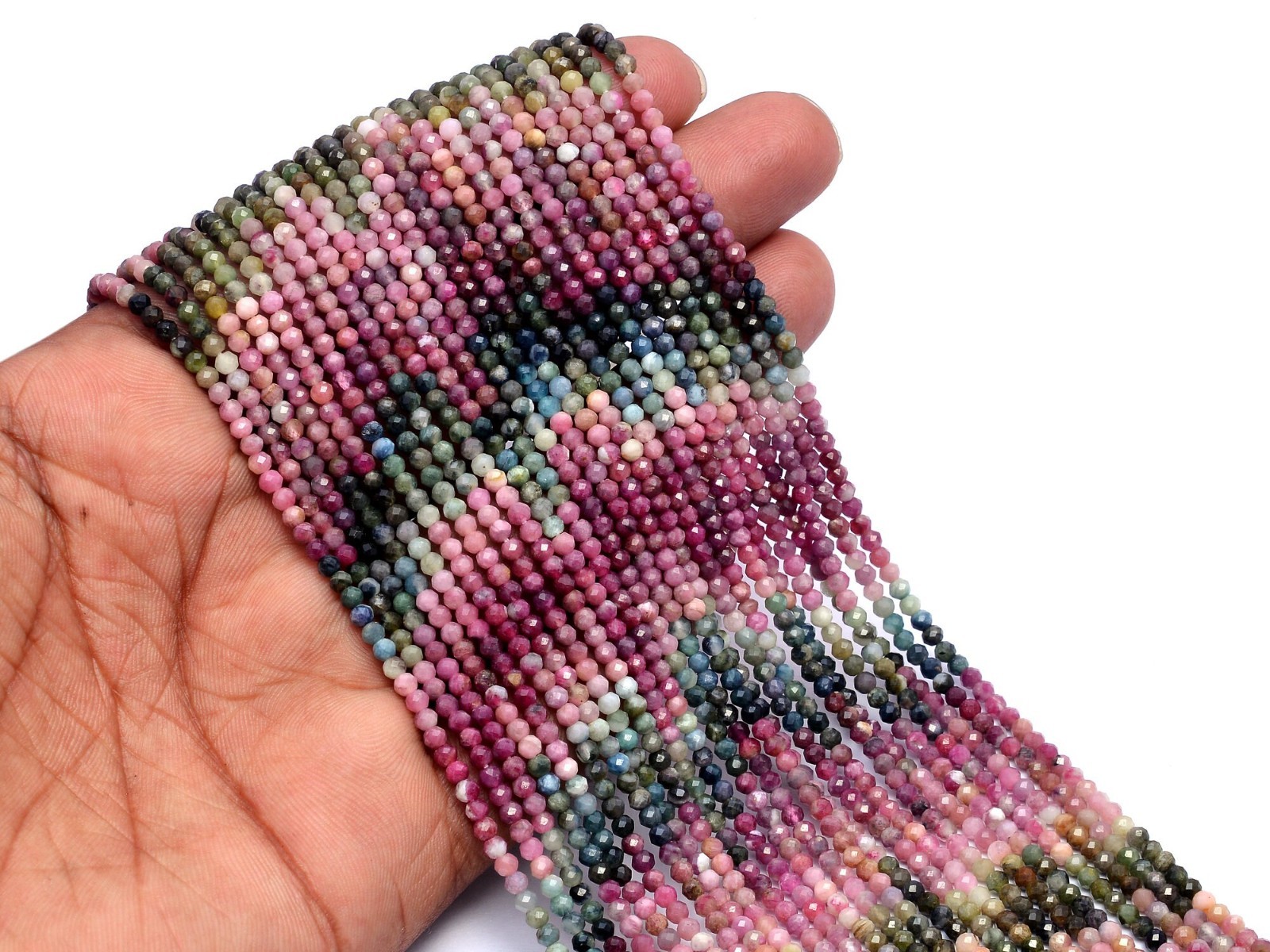 Natural Multi Tourmaline Micro Faceted Round Balls Beads, 3 mm, Multi Tourmaline