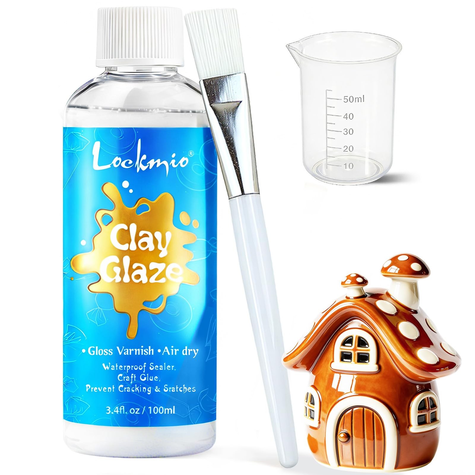 3.4 FL OZ High Gloss Air Dry Clay Glaze Varnish & Protective Sealant for Crafts