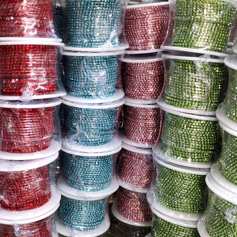 10Yard Glass Rhinestone Crystal Ribbon Chain Clear Close Trim Sewing Craft DIY
