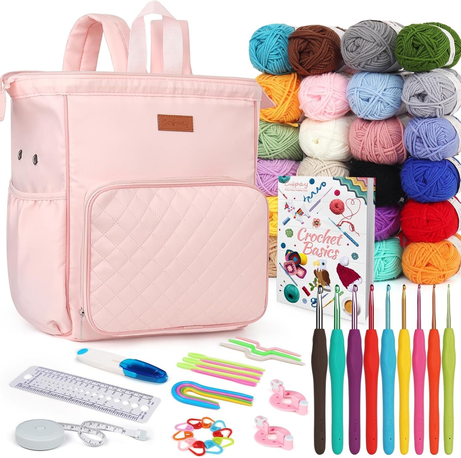 Beginner Crochet Kit for Adults with Tools & Bag
